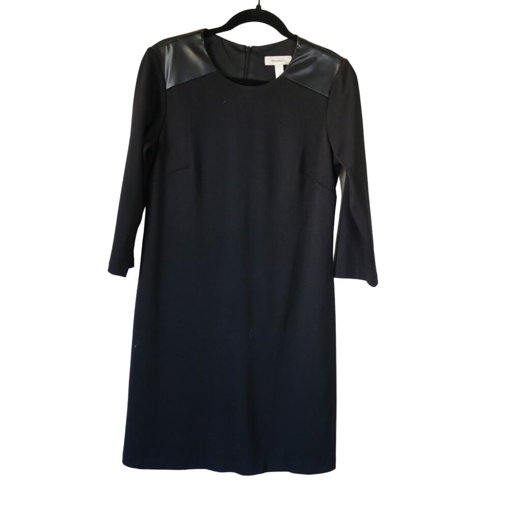 Women's DressBarn Black Shift Dress Faux Leather‎ Size 6